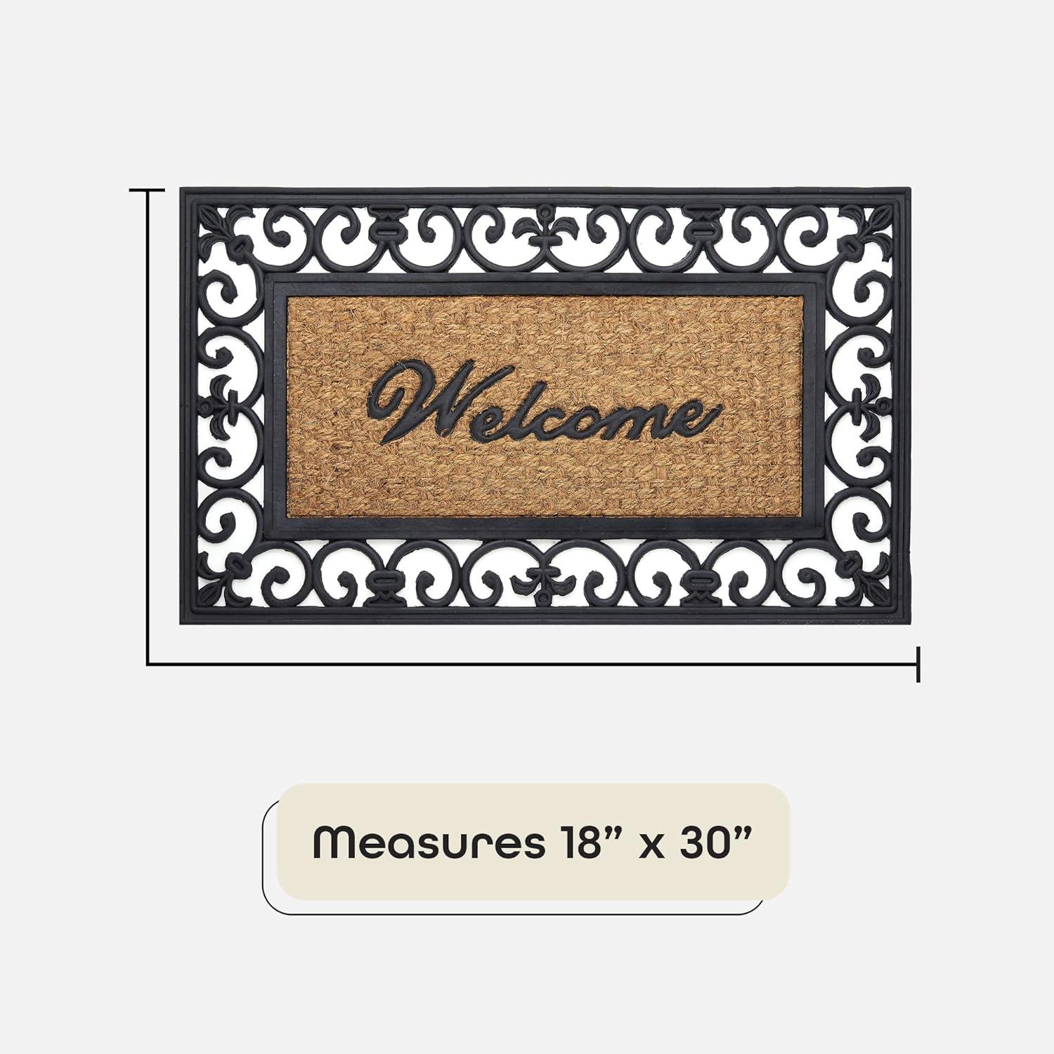 Achim Wrought Iron Rubber Doormat Fleur De Lis, 18" x 30"
