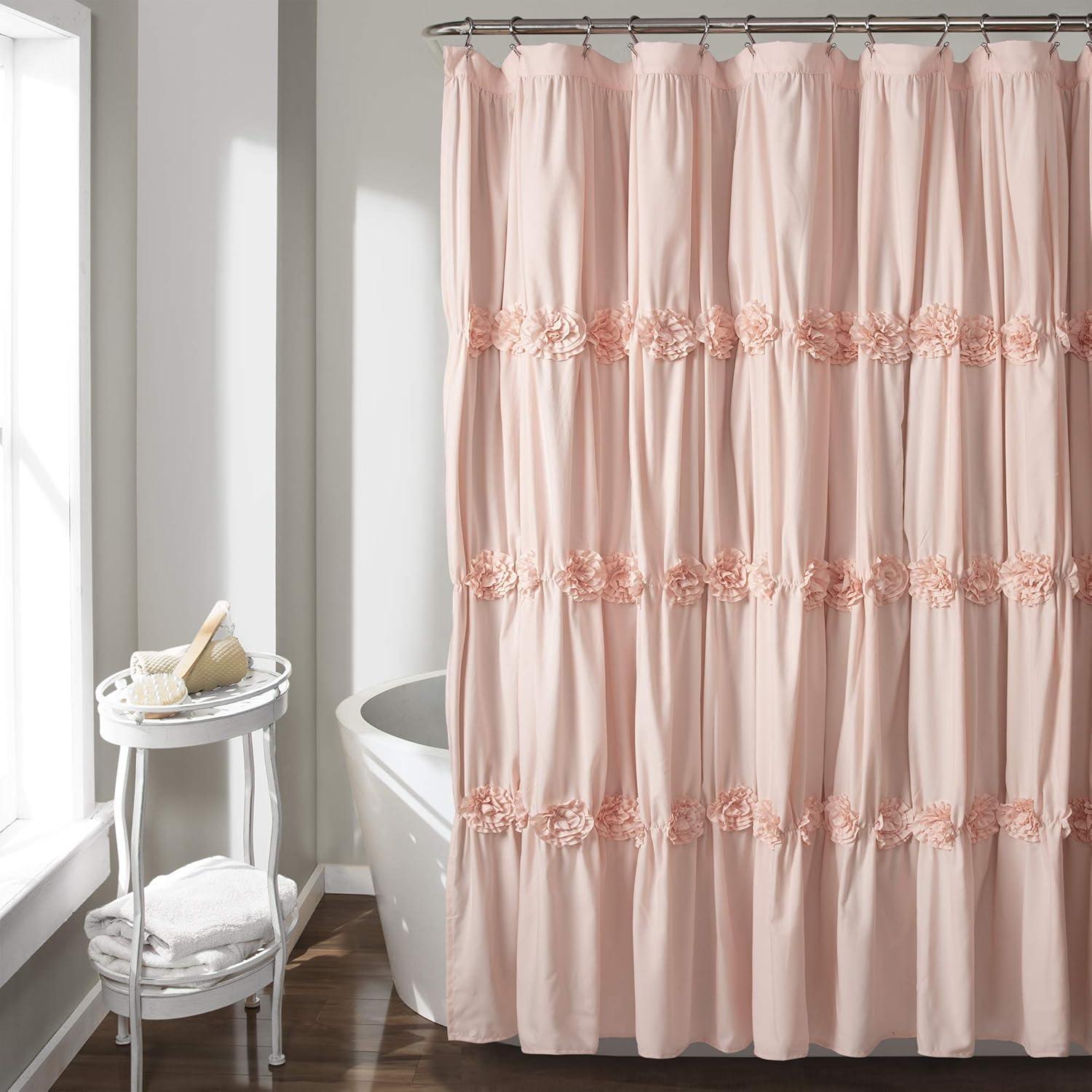 Lush Decor Darla Solid Shower Curtain, 72x72, Blush, Single