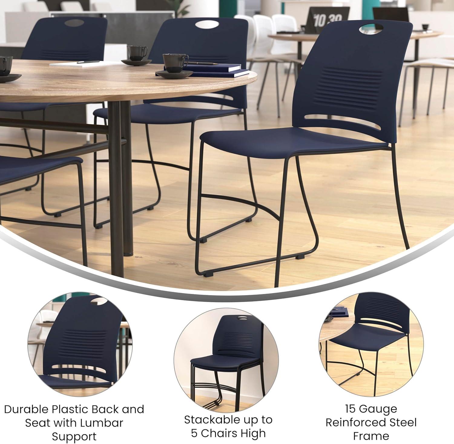 Flash Furniture Hercules Series Commercial Grade 660 LB. Capacity Plastic Stack Chair with Steel Sled Base