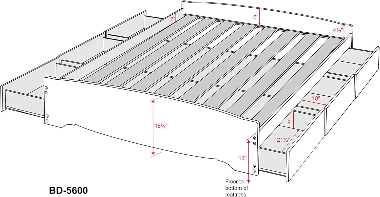 Mate's Light Wood Full Platform Bed with 6 Storage Drawers