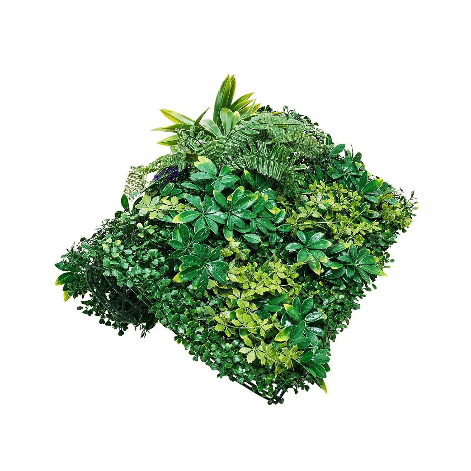 VEVOR Artificial Grass Wall Panels, 12 PCS 20 x 20 inch, 3D Combination Greenery Boxwood Panel for Indoor Outdoor Green Decor & Ivy Fence Covering, Privacy Backdrop Wall Hedge Screen for Garden