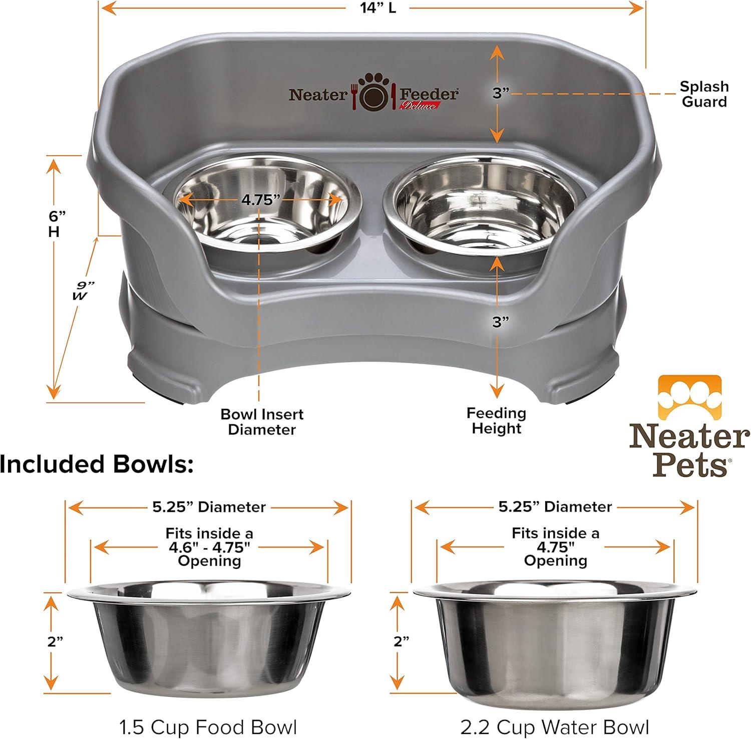 Gunmetal Grey Elevated Stainless Steel Pet Feeder for Small Dogs