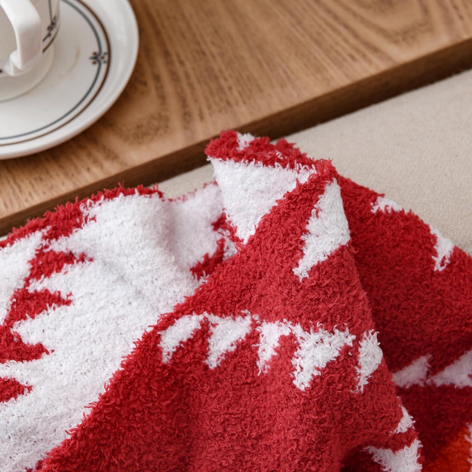 Super Soft Feather Knit Jacquard All Season Throw Blanket for Couch Bed Sofa, 50x60 inches, Cleo Aztec