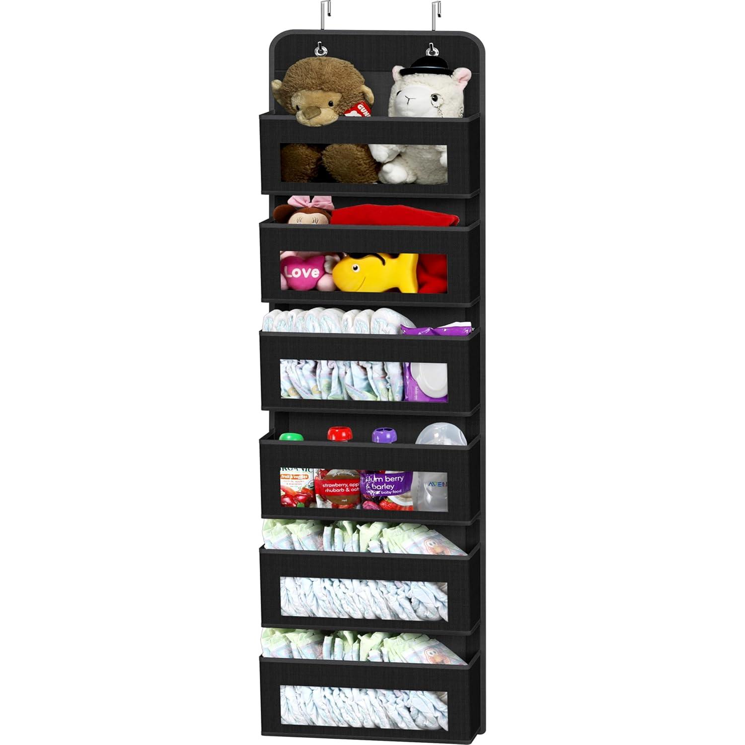 Simple Houseware Baby Over The Door Hanging Organizer Storage, 6 Clear Window Pocket, Beige