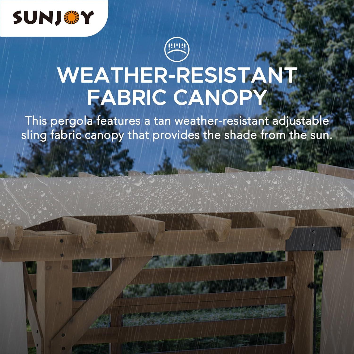 Sunjoy Cedar Pergola 10 x 11 ft. Wooden Hot Tub Pergola with Adjustable Canopy and Privacy Screen