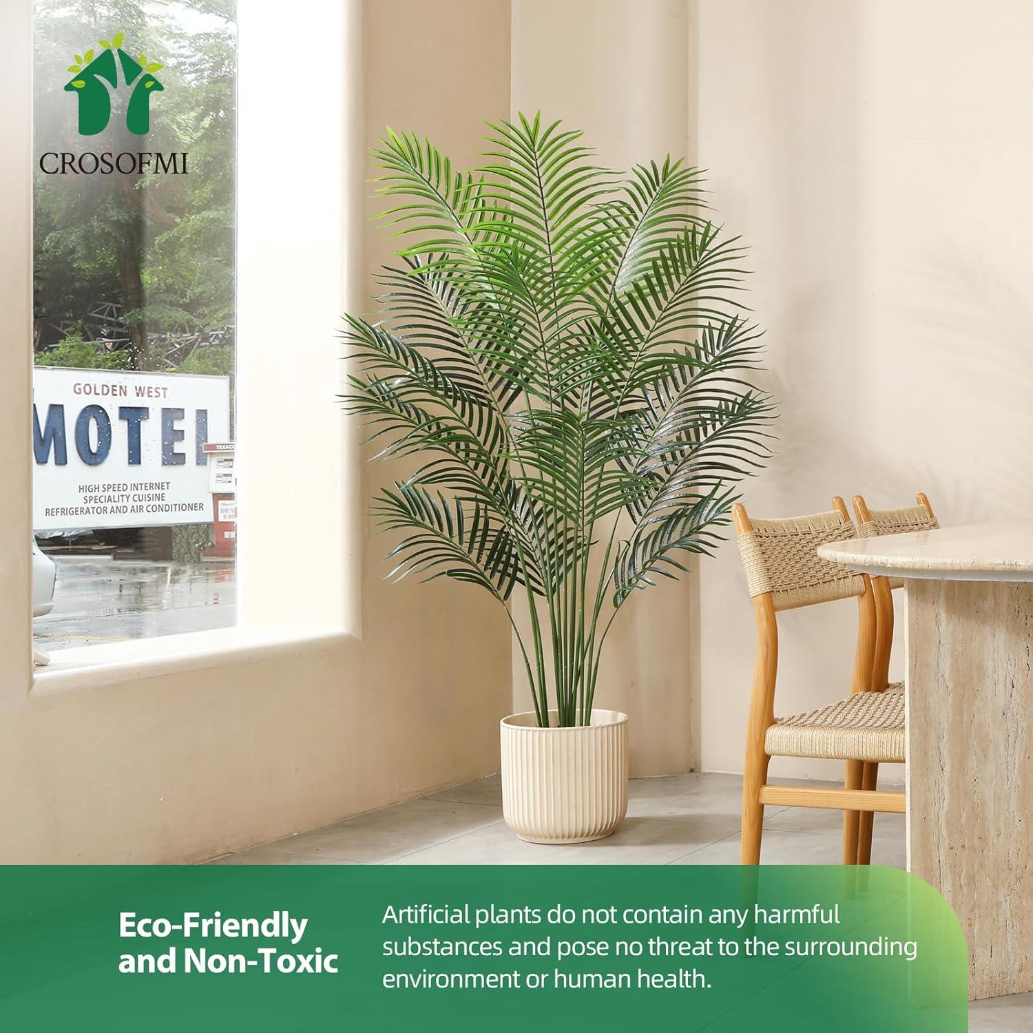 Artificial Areca Palm Plant 5Ft Fake Tropical Palm Tree, Perfect Faux Dypsis Lutescens Plants in Pot for Indoor Outdoor House Home Office Garden Modern Decoration Housewarming Gift,1Pcs