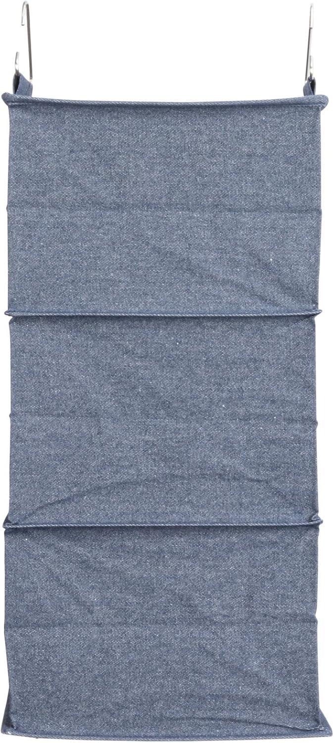Household Essentials Hanging Cotton Blend Closet Organizer with 3 Storage Shelves, Denim