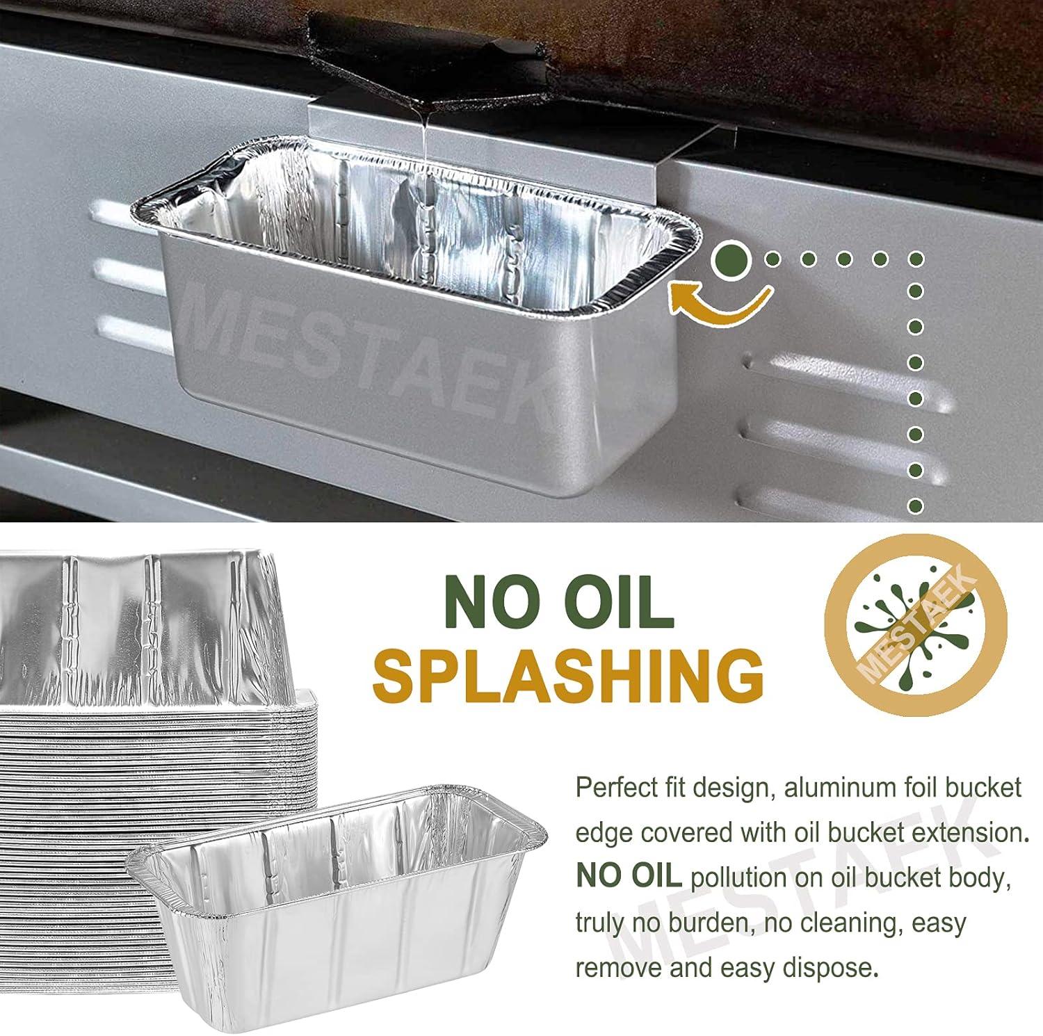 50 Pack Grease Cup Liners for Blackstone 17, 22, 28, 30, 36 Inch Griddle with Rear Grease Cup, Disposable Aluminum Foil Drip Pan, 8 x 3.7 Inch