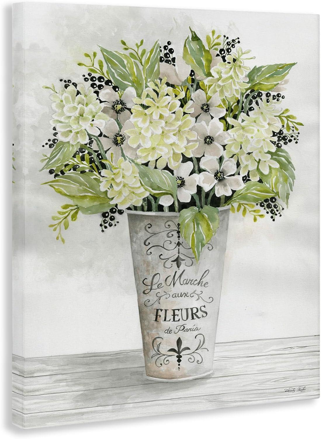 French Floral Greenery Bouquet Canvas Wall Art 16 x 20