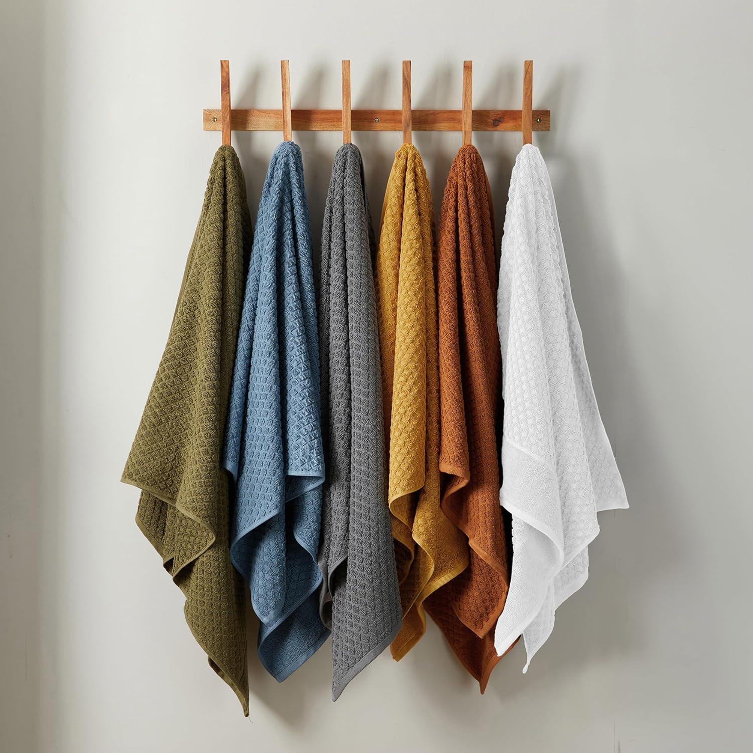 Cotton Quick-Dry Textured Towels - Great Bay Home (4 Pack Bath Towels, Ivory)