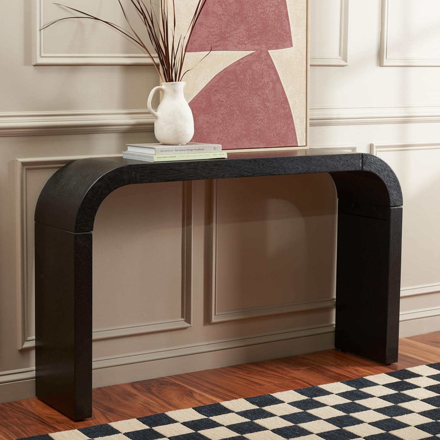 Liasonya Curved Console Table - Black - Safavieh