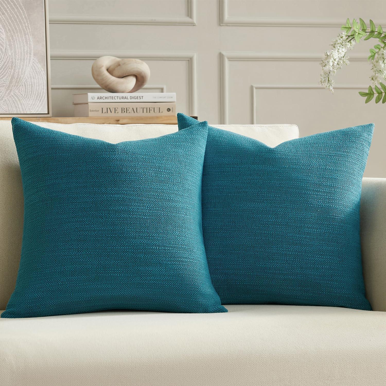 Teal Chenille 18x18 Euro Pillow Covers, Pack of 2