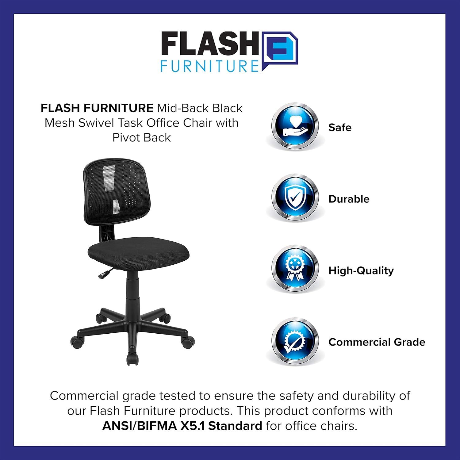 Flash Furniture Meridian Mid-Back Swivel Mesh Task Office Chair with Pivot Back