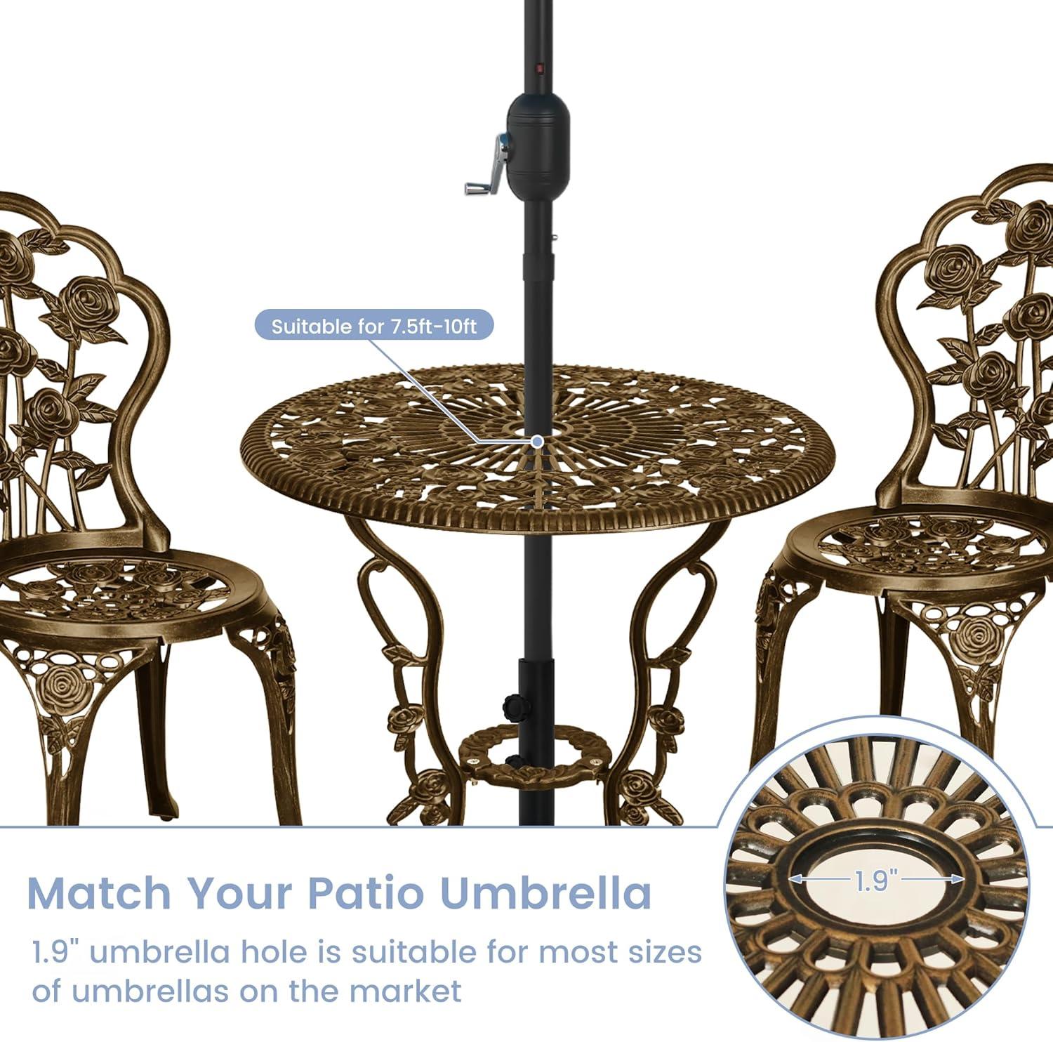 Bloomsbury Market Busselton Round 4 - Person Cast Aluminum Patio Bistro Set Brown