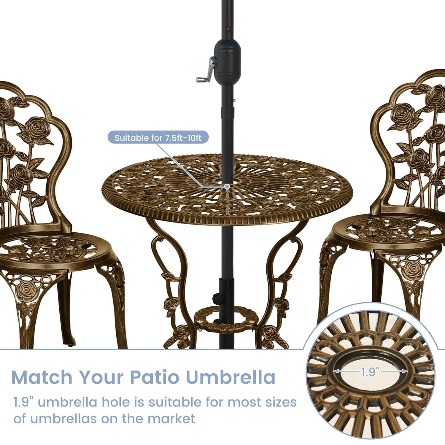Bloomsbury Market Busselton Round 4 - Person Cast Aluminum Patio Bistro Set Brown