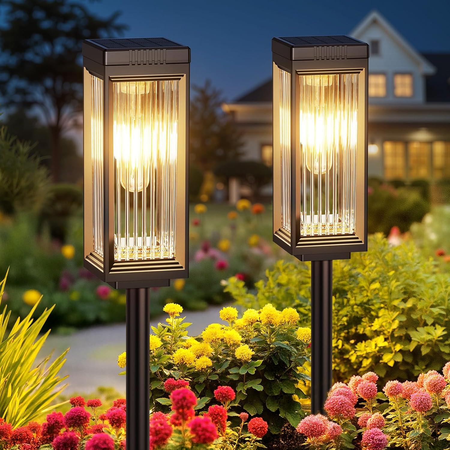 ELECLINK Solar Pathway Lights Outdoor, 2 Pack Upgraded Solar Lights Outdoor Waterproof, Bright Up to 15 Hrs Auto On/Off Garden Light for Yard Patio Lawn Path Walkway Driveway Outside Decor KEF16