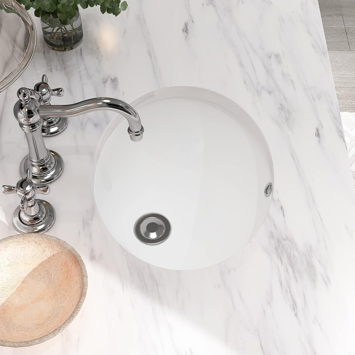 MEJE 14.2'' White Ceramic Oval Bathroom Sink with Overflow