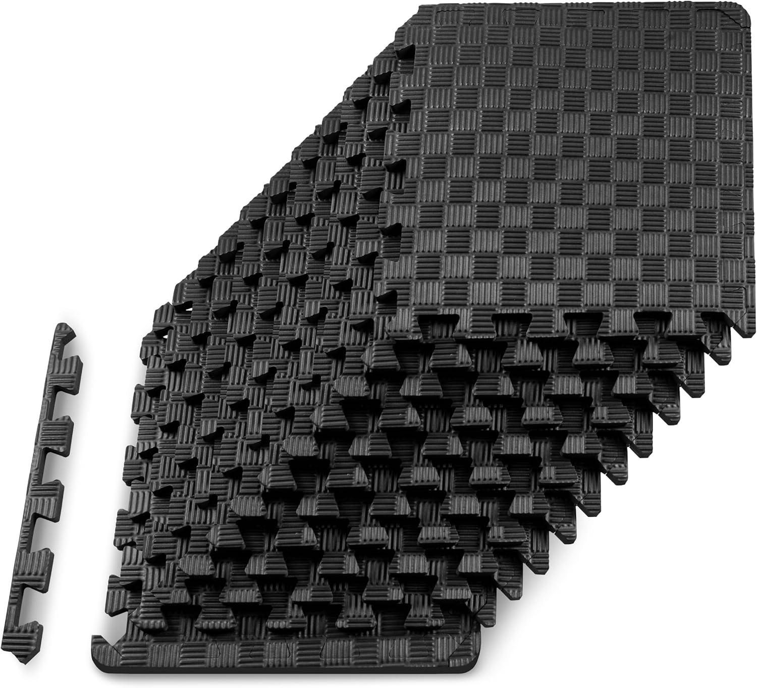 ProsourceFit Checkered Exercise Puzzle Mat, 24 Sq Ft - 6 Tiles