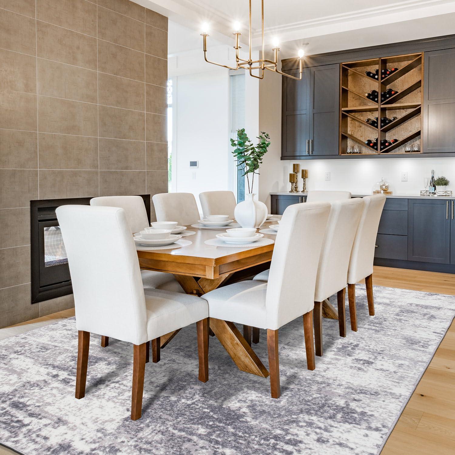 World Rug Gallery Distressed Abstract Gray 7'10" x 10' Area Rug