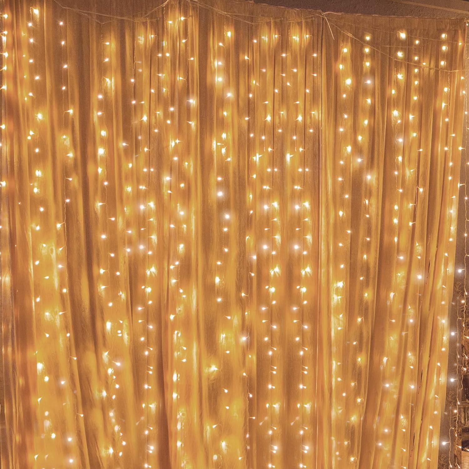 Warm White 300 LED Outdoor Curtain String Lights