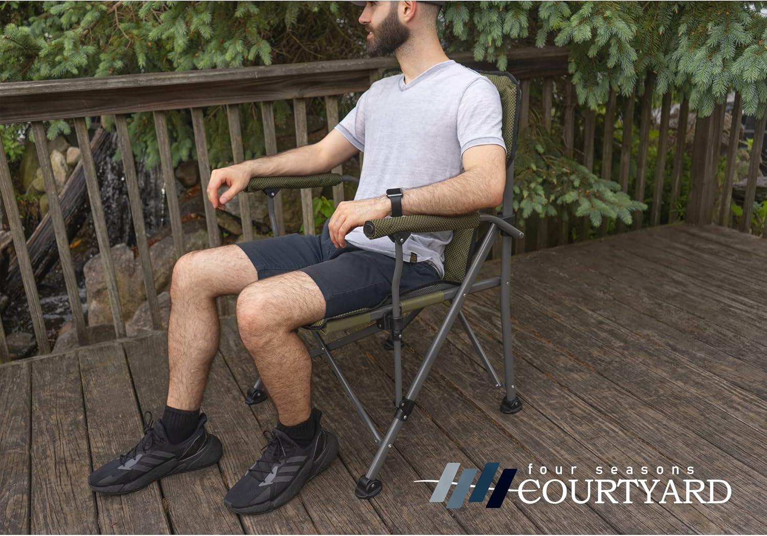 Green Oversized Deluxe Outdoor Sports Arm Chair with Mesh Back