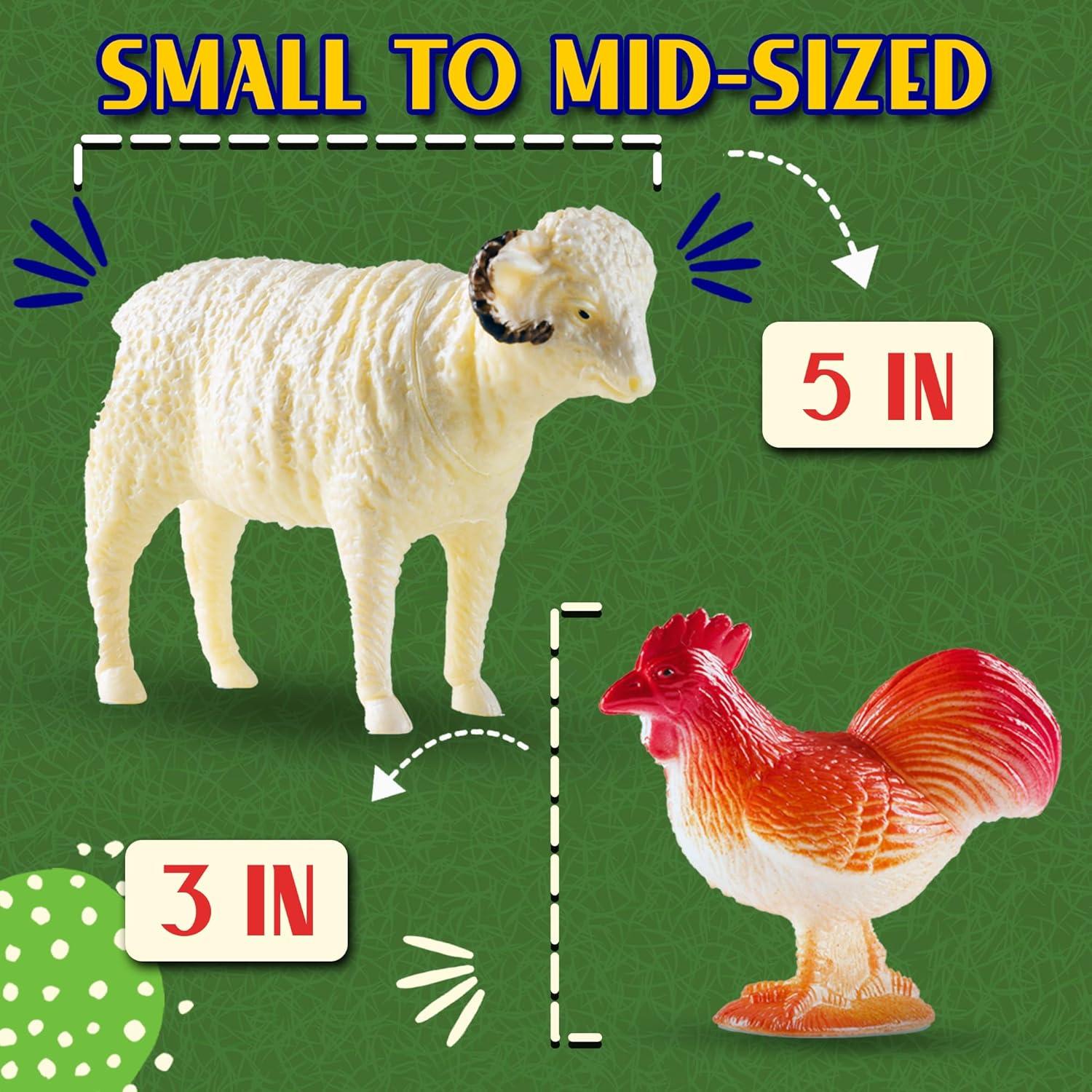 Realistic Farm Animal Figurines Set, 12-Pack PVC Plastic Toys