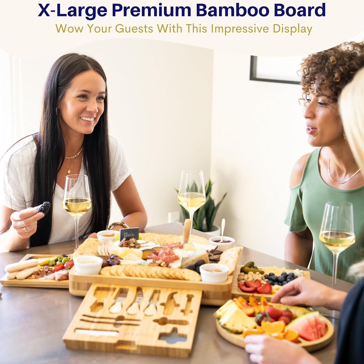 Large Bamboo Cheese Board Set; for Mom, House Warming Gifts, Wedding Gifts, Bridal Shower Gift, Thanksgiving Gifts