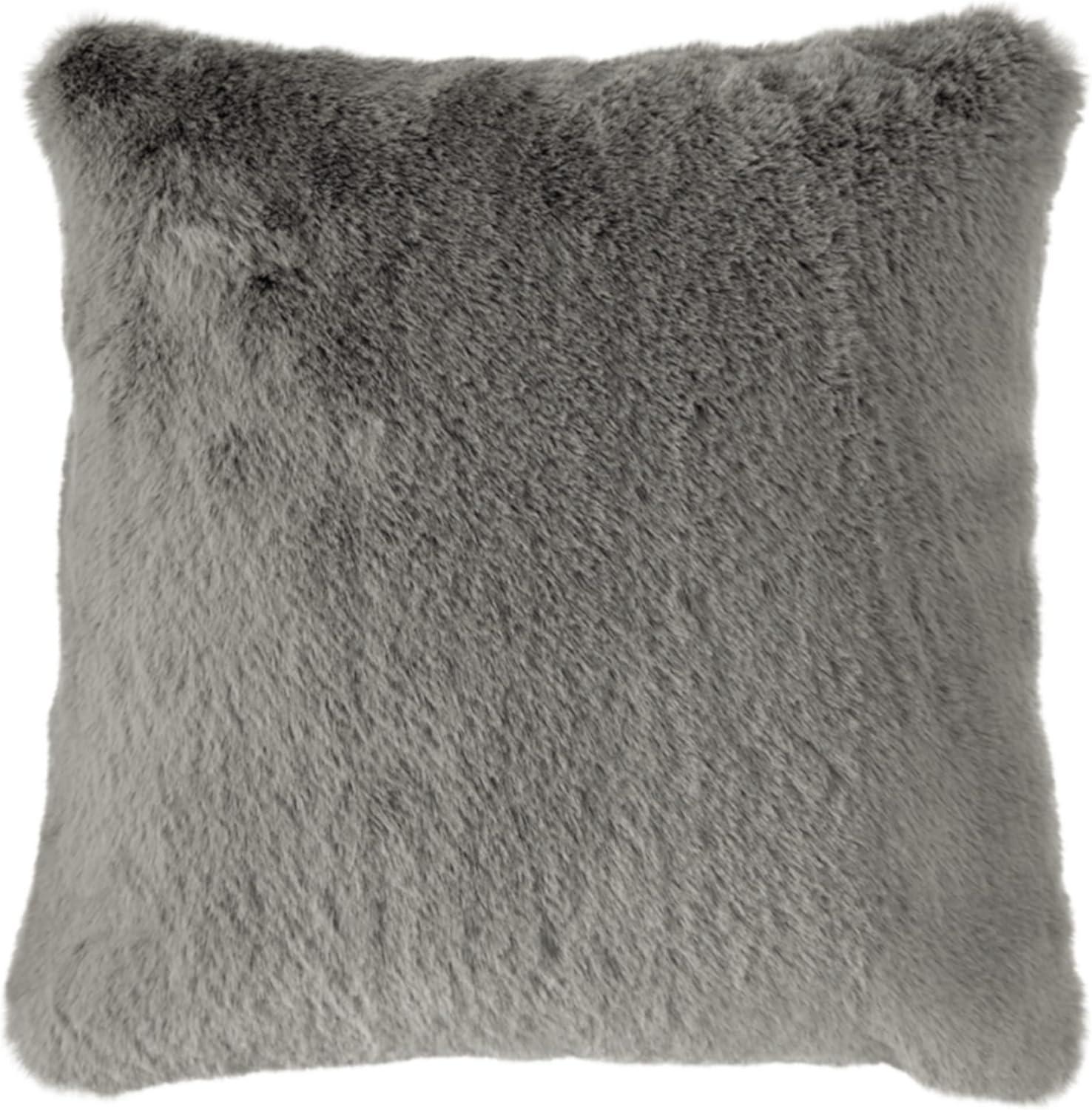 Gariland Gray Faux Rabbit Fur Square Pillow 20"