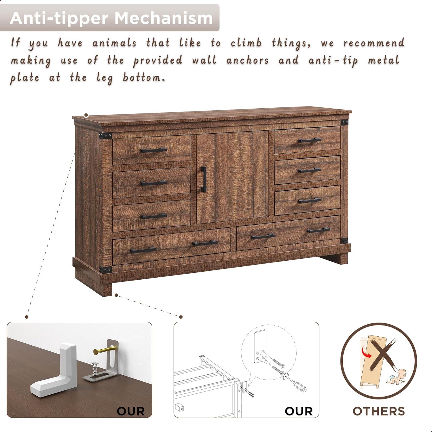 Nightstand with Charging Station & 2 Drawers, Farmhouse 18" Wide Night Stand, Rustic End Table for Bedroom, Reclaimed Barnwood