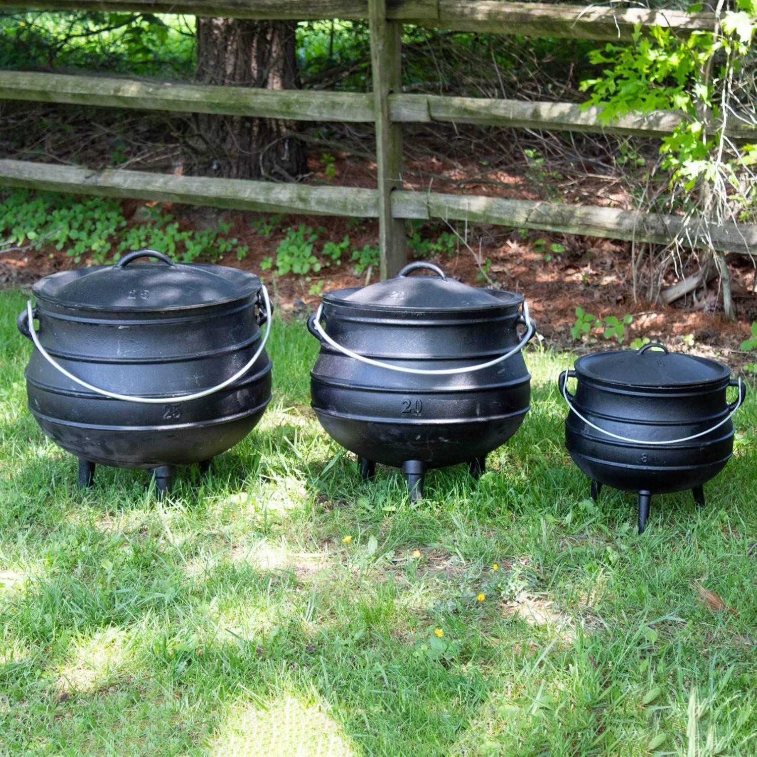 Lehman's Campfire Cooking Kettle Pot - Cast Iron Potje Dutch Oven with 3 Legs and Lid, 15.25 inch, 4.75 Gallon