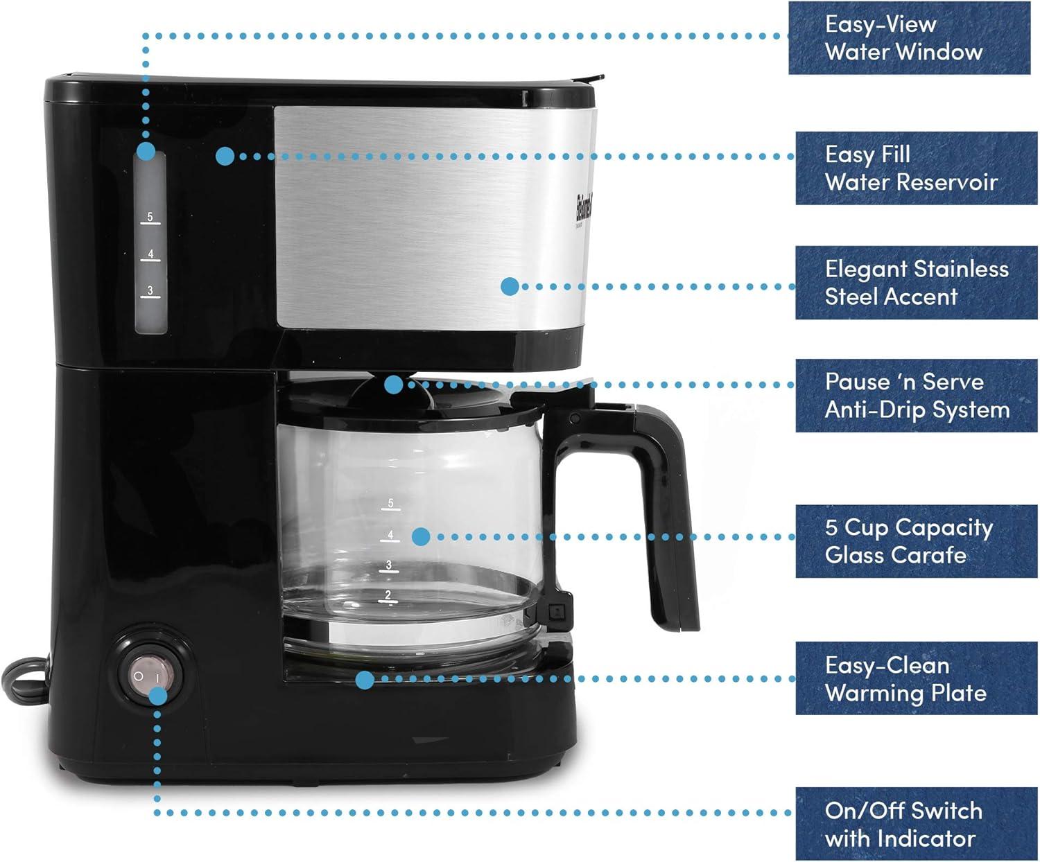 Elite 5 Cup Stainless Steel Drip Coffee Maker-EHC9420