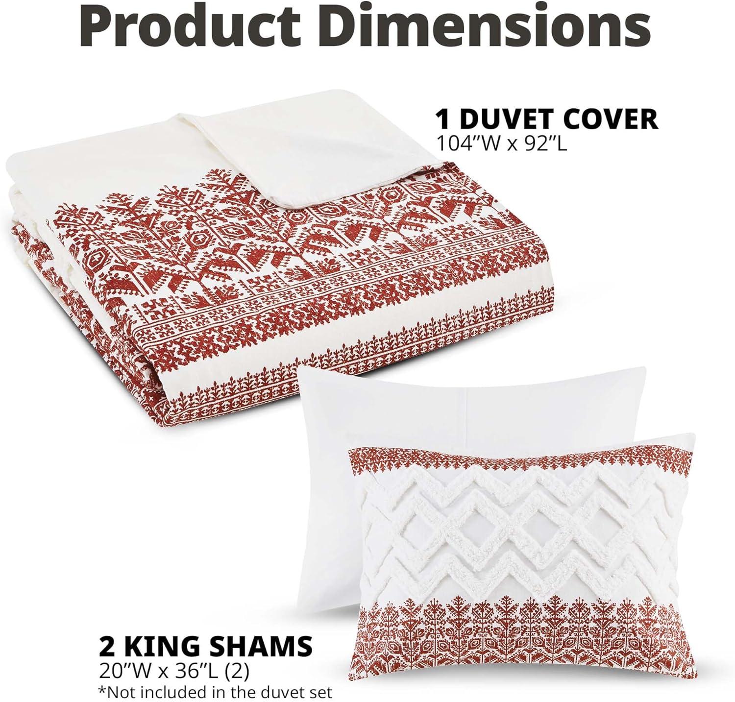 Auburn and White Cotton King Duvet Cover Set