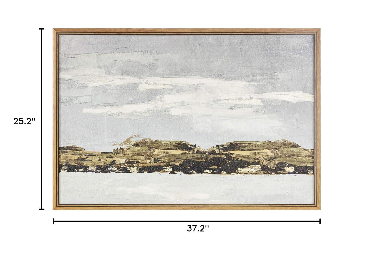 Martha Stewart Foggy Morning Abstract Landscape Framed Canvas Wall Art