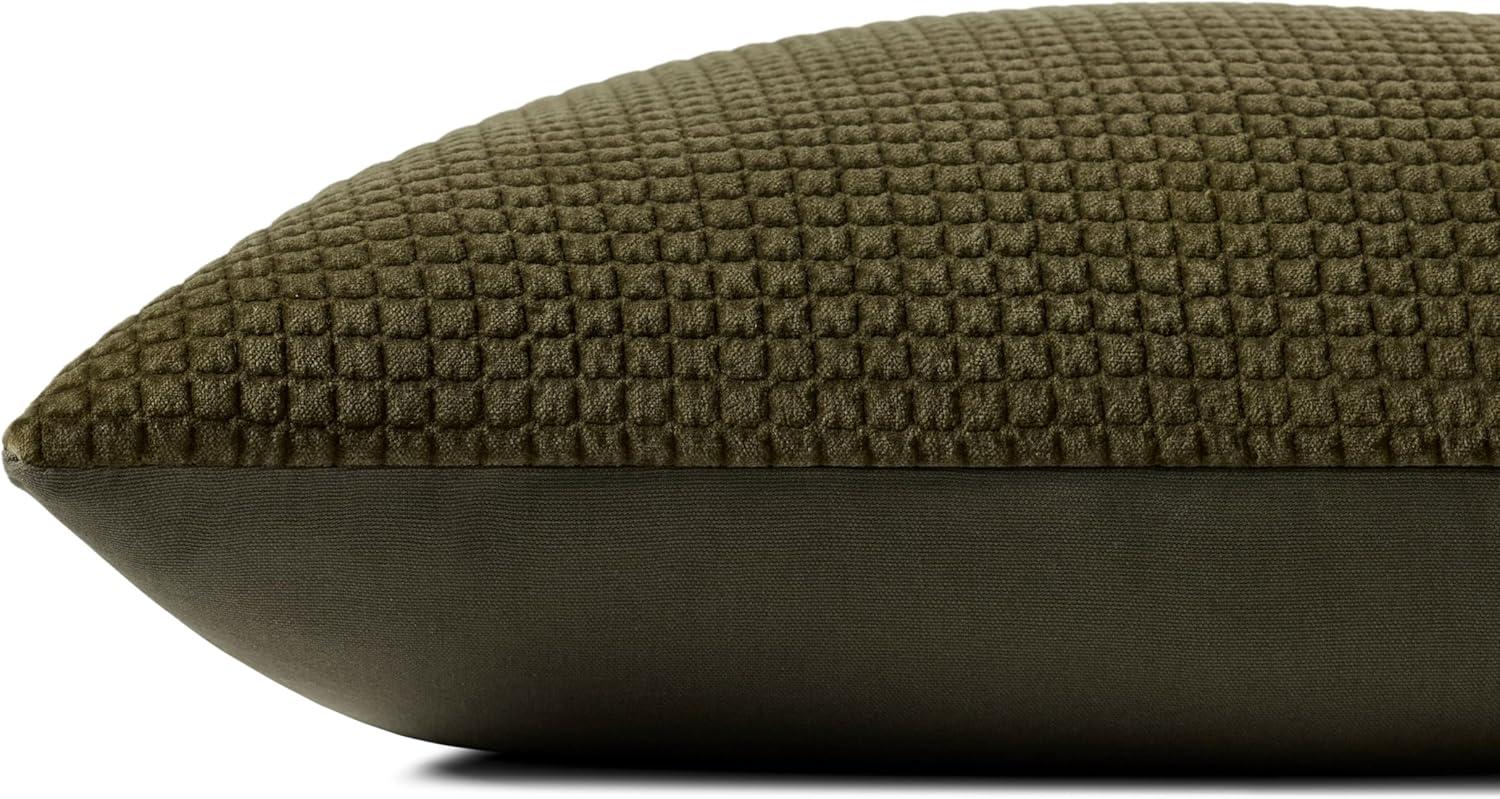 Dark Olive Quilted Velvet 22'' x 22'' Pillow with Poly Insert