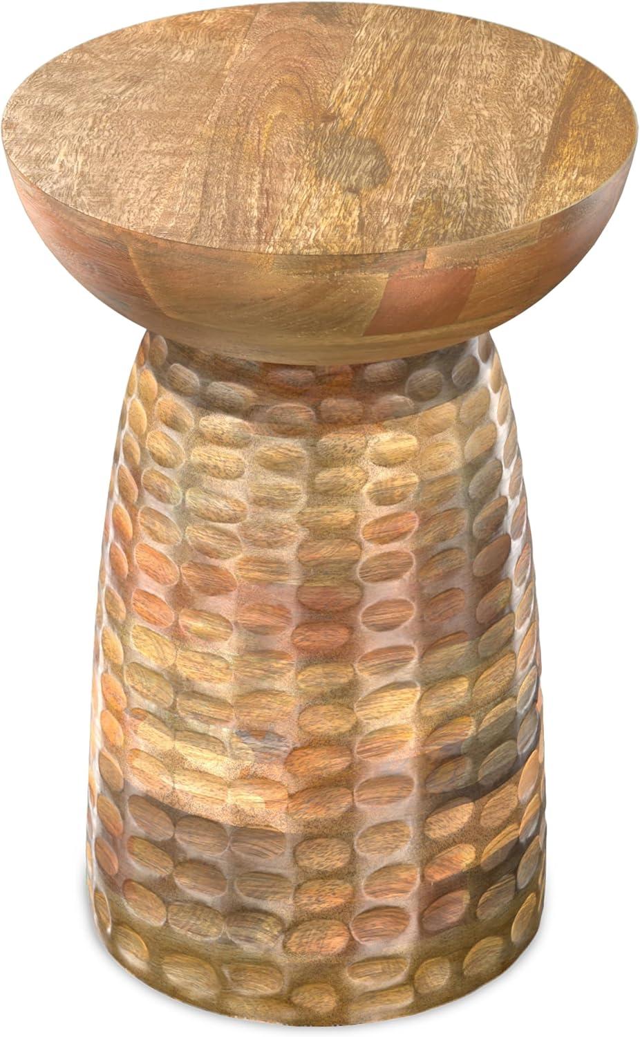 Simpli Home Boyd Solid Mango Wood Contemporary Accent Table with Textured Finish, Fully Assembled