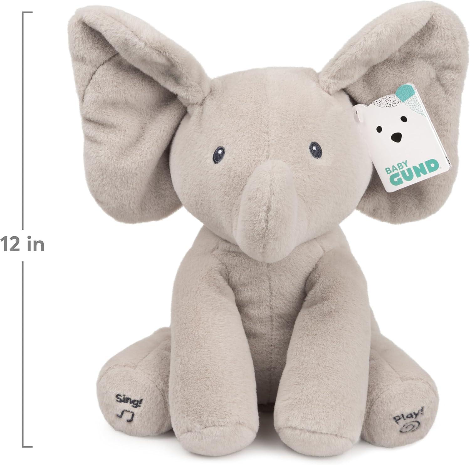 GUND Baby Animated Flappy The Elephant Stuffed Animal Plush, Gray, 12"