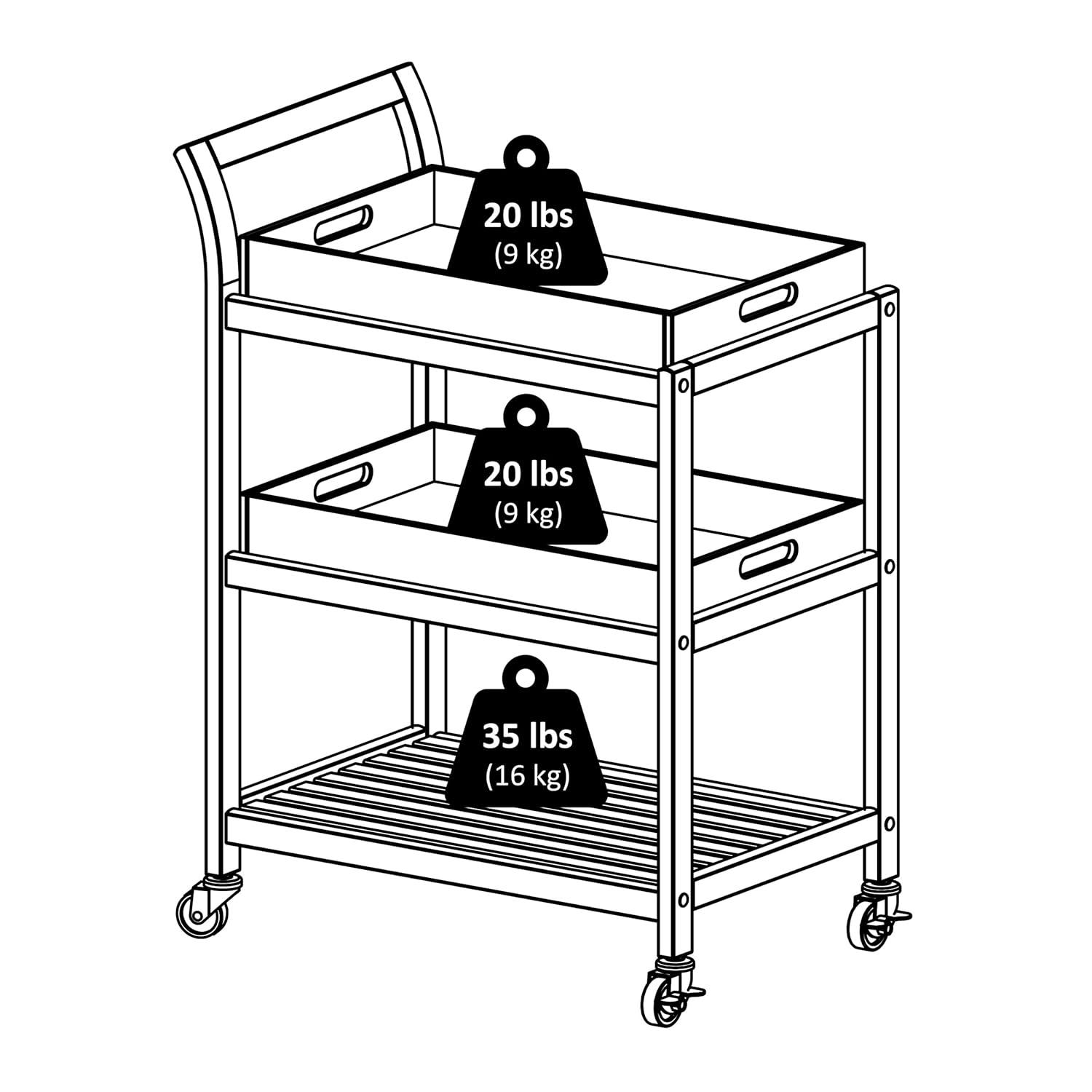 Skyline Decor Albert 33.27'' H x 24.8'' W Utility Cart with Wheels
