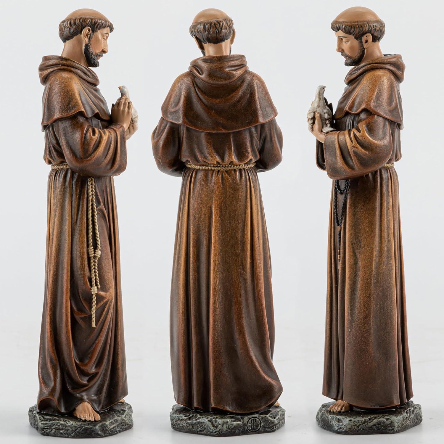 Hand-Painted Resin St. Francis Statue with Birds, 6.25"