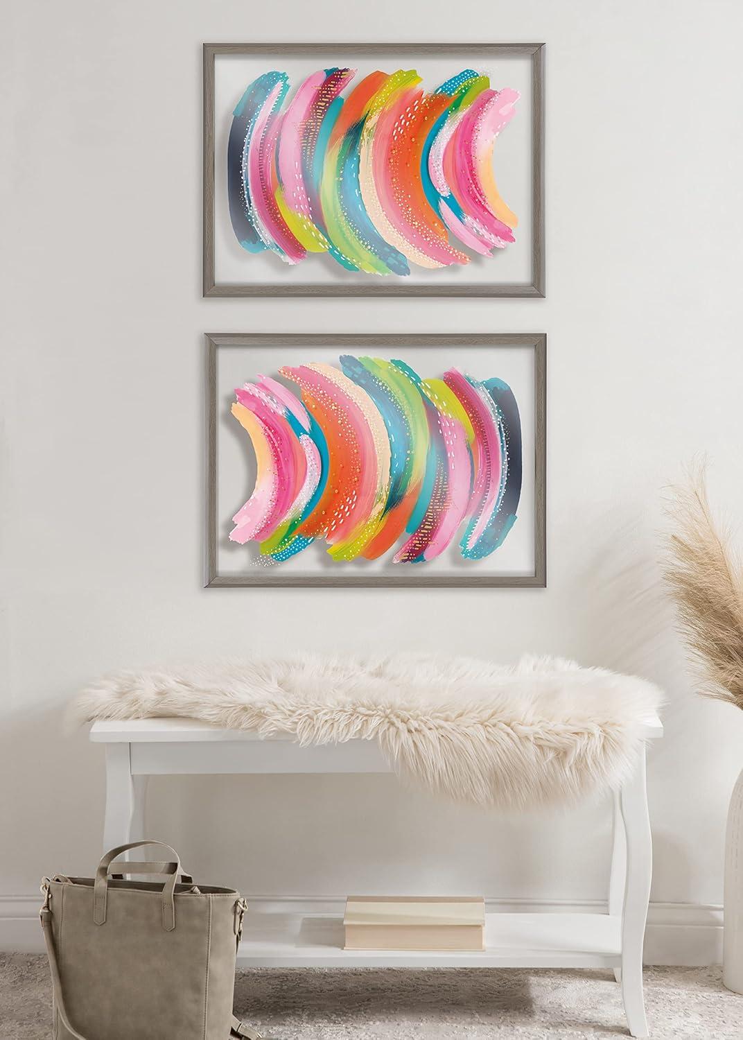 Kate and Laurel Blake Bright Abstract Framed Printed Glass Wall Art by Jessi Raulet of Ettavee, 18x24 Gray, Modern Colorful Abstract Art for Wall