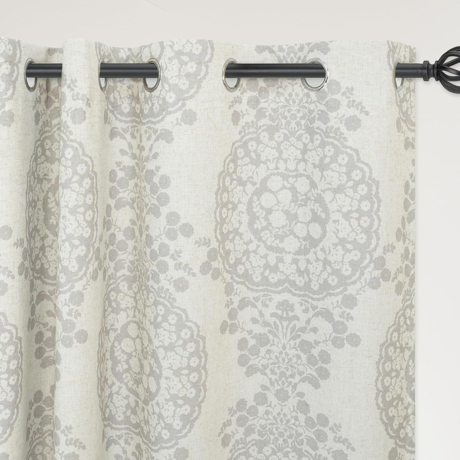 Silver Medallion Thermal Insulated Linen Blend Window Panels