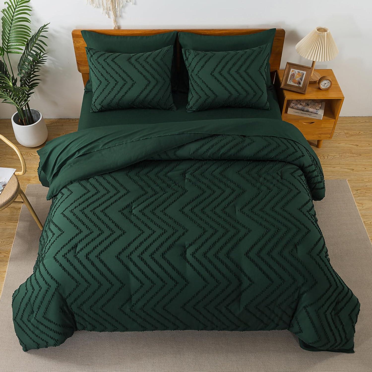 Emerald Green Microfiber Queen Bed in a Bag Set