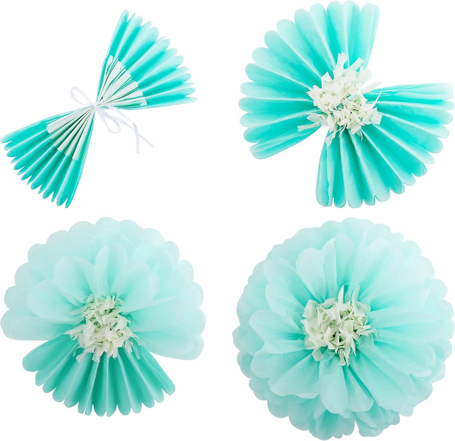 Fonder Mols Paper Flowers Decorations Tissue Pom Poms Blooms for Wall Decorations, Wedding Backdrop, Archway, Baby Shower, Nursery Wall Decor (Set of 21, Ivory Peach Mint)