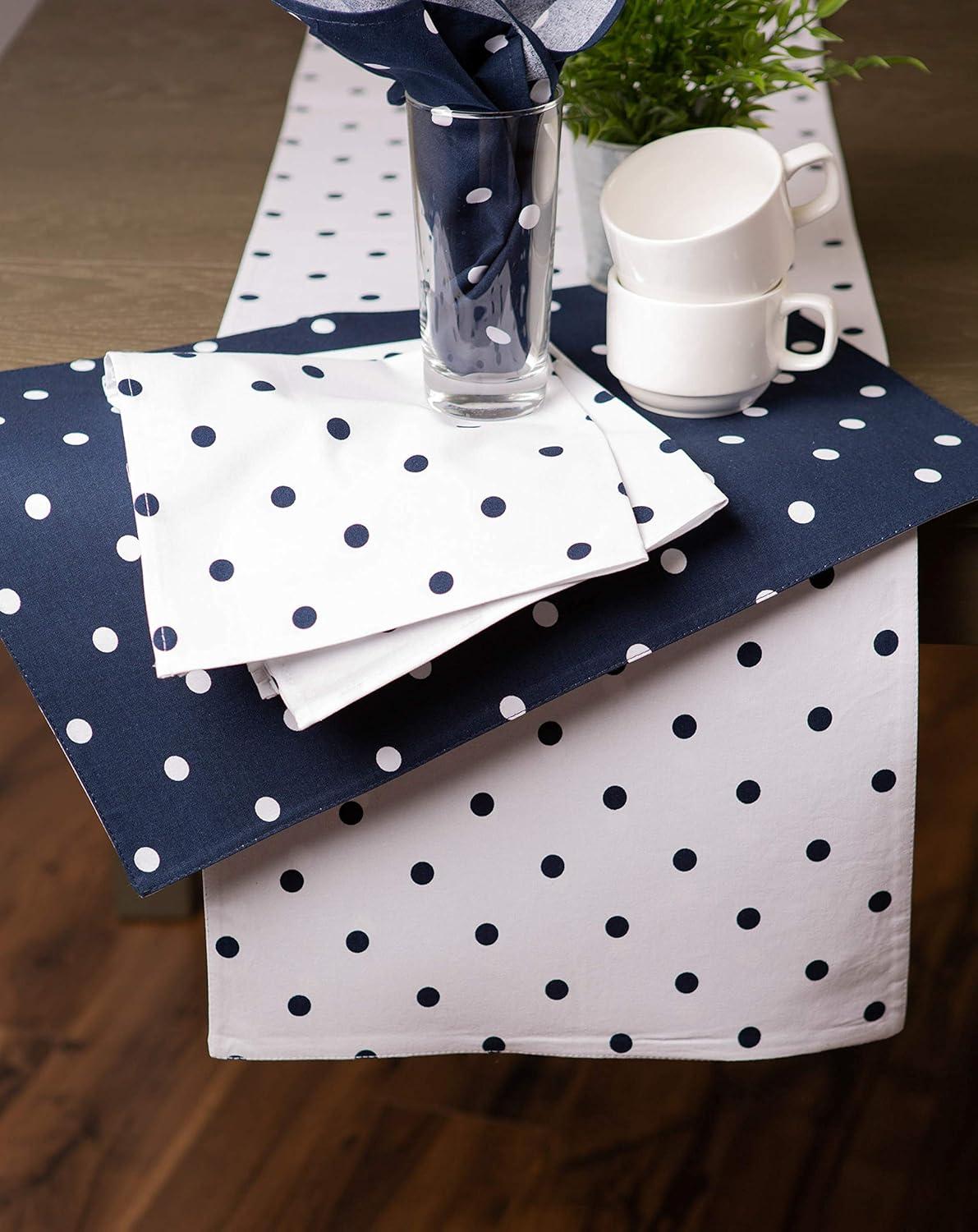 White/Black Reversible Polka Dot Table Runner 14x72