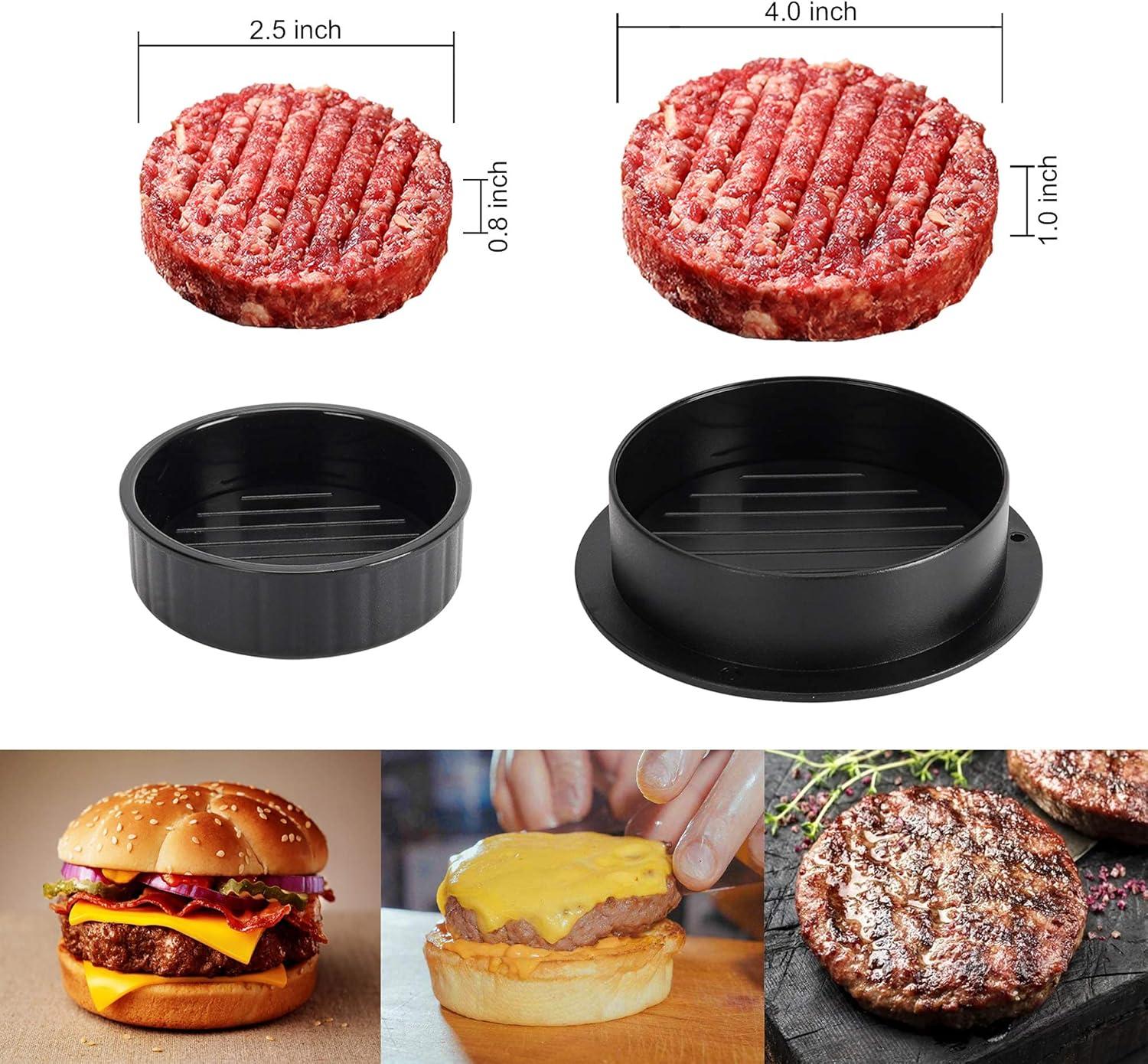 Badiano Hamburger Press Patty Maker, Burger Press, 3 in 1 Meat Beef Veggie Hamburger Mold, Black