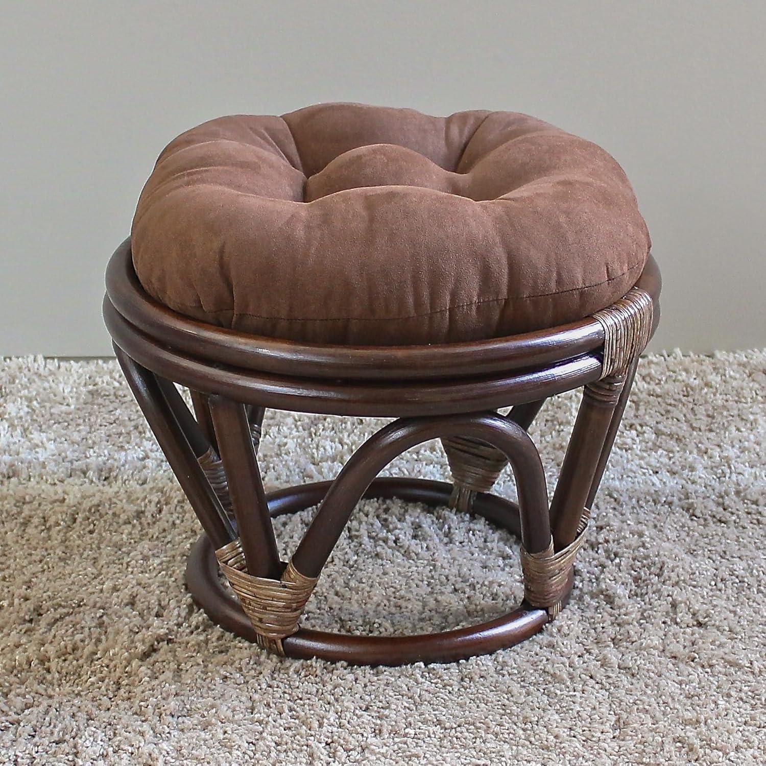 Rattan Ottoman with Micro Suede Cushion - International Caravan