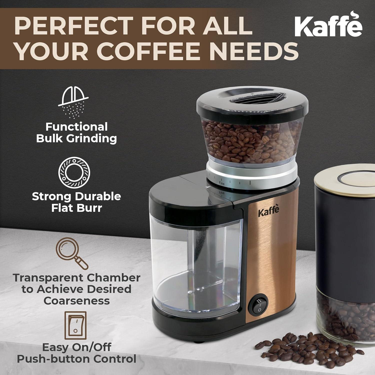 Copper Stainless Steel Electric Burr Coffee Grinder with Adjustable Settings