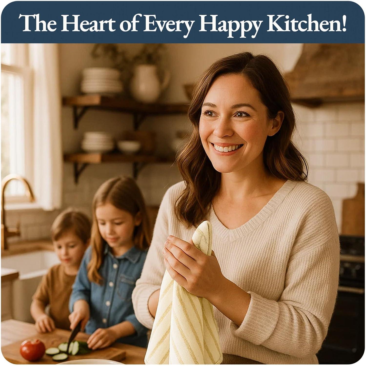 KAF Home Madison Set of 4 Absorbent, Durable and Soft Kitchen Towels | 18" x 28"  - Sunshine