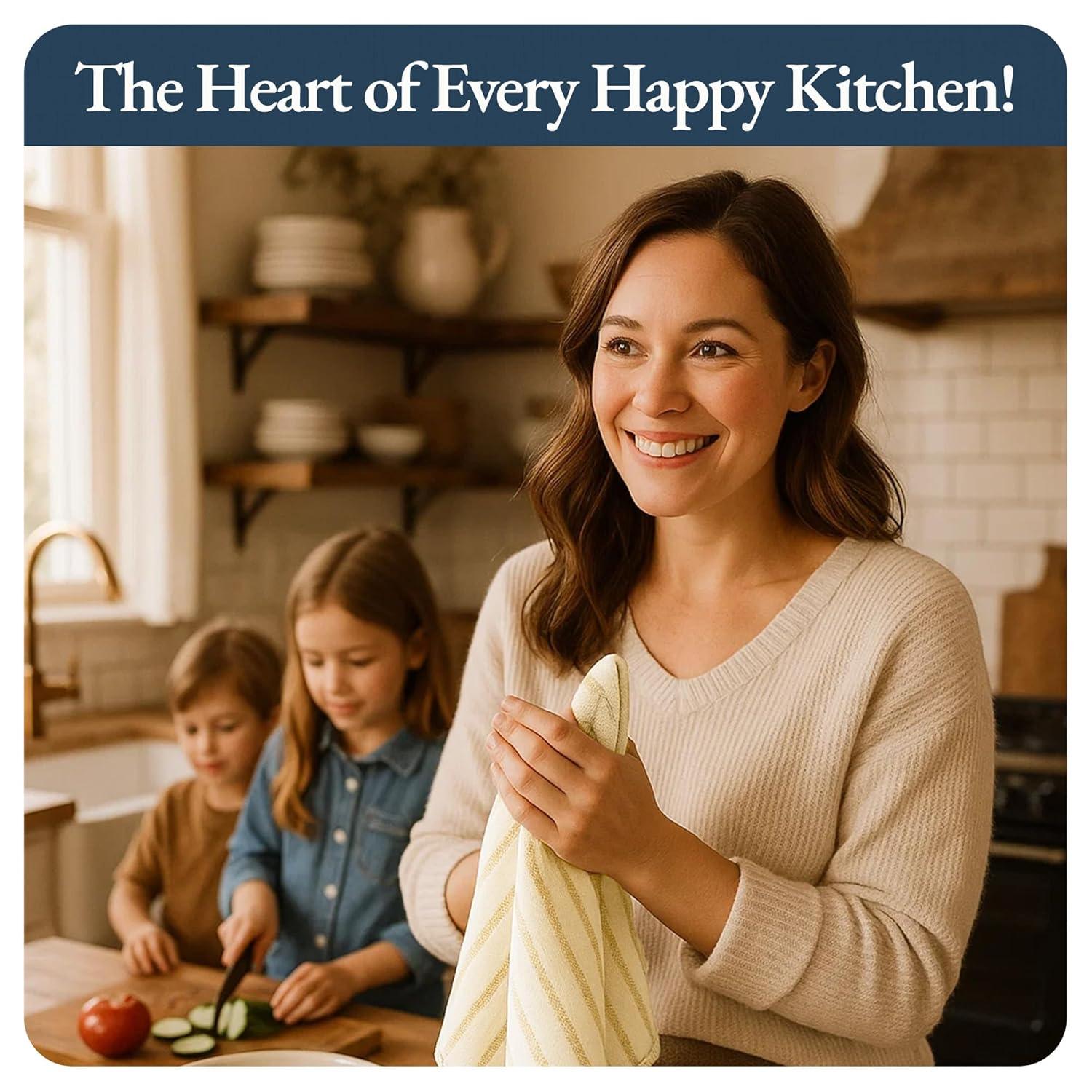 KAF Home Madison Set of 4 Absorbent, Durable and Soft Kitchen Towels | 18" x 28"  - Sunshine