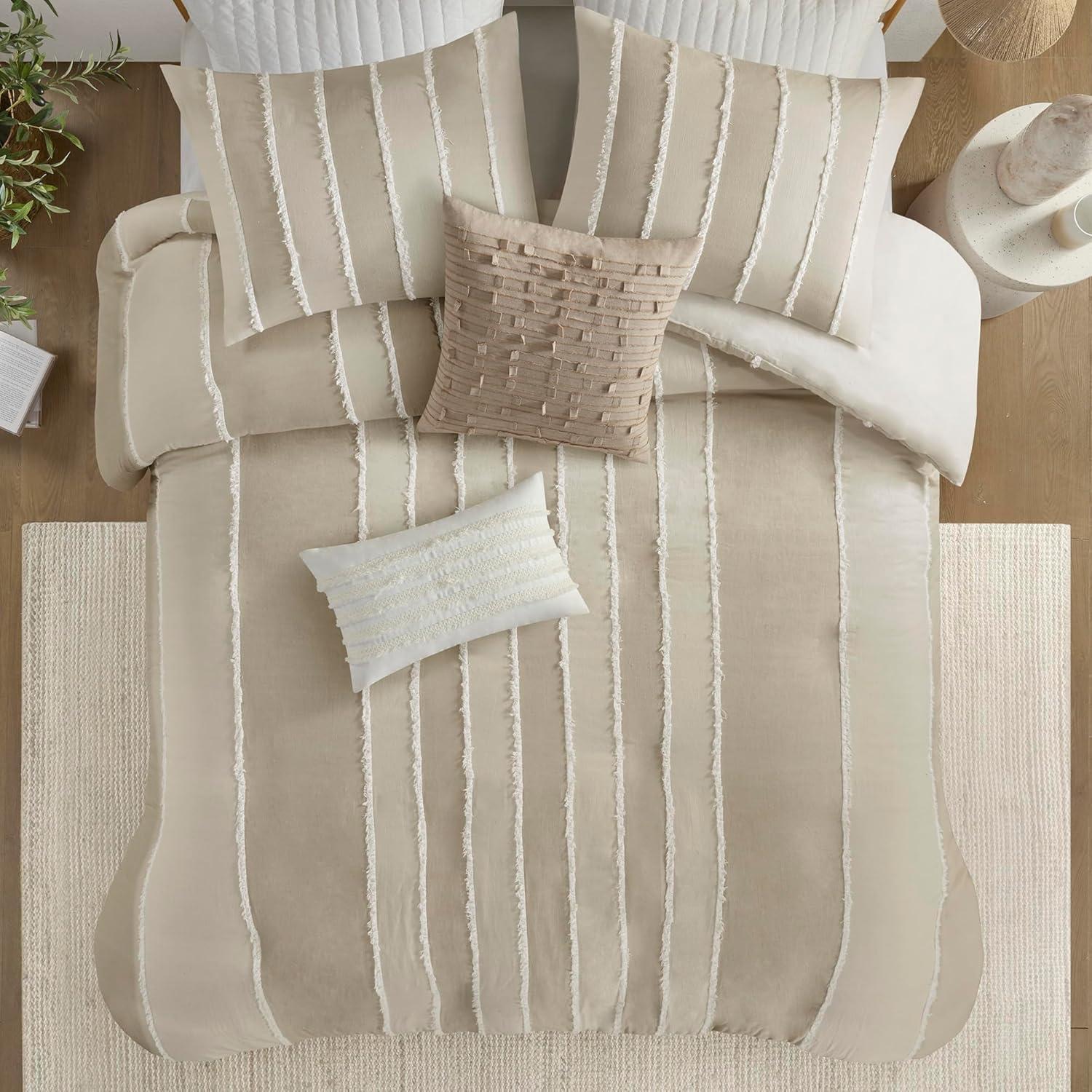 INK+IVY Shay 3 Piece Striped Cotton Duvet Cover Set