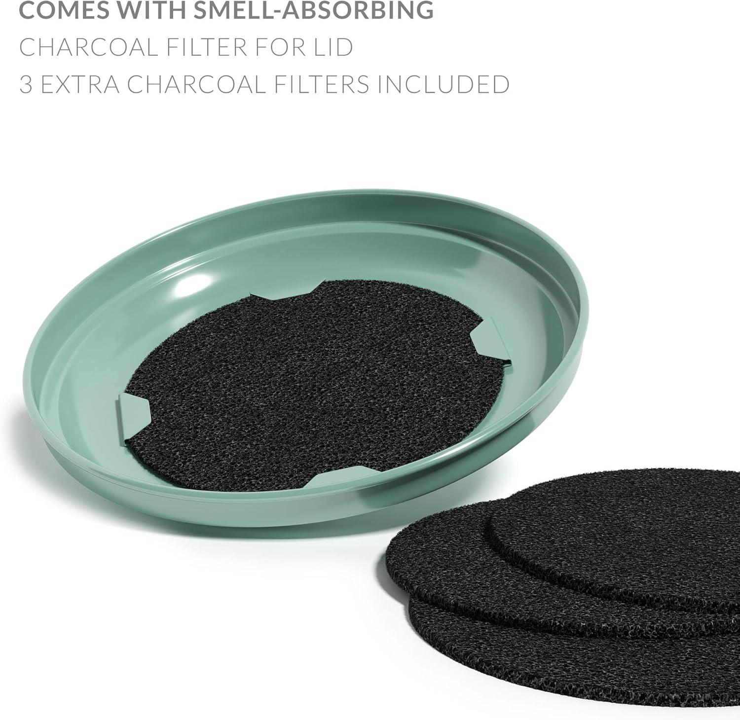 Barnyard Designs Kitchen Compost Bin Kitchen Counter Indoor Compost Bin, Countertop Compost Bin with Lid, Composting Bin Food Waste Composter Bin Cycler Bucket with Filter, 1.2 Gallon 7”x9.5”, Mint